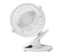 Jazooli Mini Cordless Clip-On Cooling Fan Portable Travel USB Powered Rechargeable Adjustable 360° Rotation Tilt 3 Speed for Office Home Car Camping Treadmill (White)