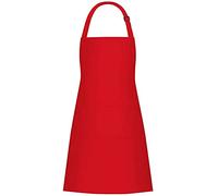 Jazooli Plain Unisex Cooking Catering Chef Kitchen BBQ Baking Cafe Work Apron Cleaning Tabard with 3 Compartment Front Pocket Adults One Size Fits All 100% Cotton, Red