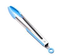 Jazooli Silicone Kitchen Tongs 34cm / 13” Inch, Non-Slip & Easy Grip Stainless Steel Handle | Locking Clip - Heat Resistant | Handy Utensil for Cooking (Blue)