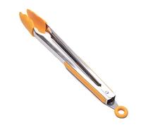 Jazooli Silicone Kitchen Tongs 34cm / 13” Inch, Non-Slip & Easy Grip Stainless Steel Handle | Locking Clip - Heat Resistant | Handy Utensil for Cooking (Orange)