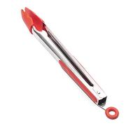 Jazooli Silicone Kitchen Tongs 34cm / 13” Inch, Non-Slip & Easy Grip Stainless Steel Handle | Locking Clip - Heat Resistant | Handy Utensil for Cooking (Red)