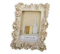 JAZPlayer 4x6 Picture Frame, Vintage Photo Frame Pale Gold Décor with Deluxe Floral Design (Floral Gold 4x6)