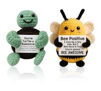 JazRvr Positive Turtle, Hug A Lumps Set of 2 Handmade Bee and Turtle, Motivational Gift for Special Occasions, Decoration and Emotional Support, Dimensions 6 x 5 x 9 cm and 6.5 x 10 cm