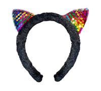JazSwirl Cat Ears Headband, Cute Headband Kawaii Black Animal Ears Headbands, Halloween Cat Ear Headbands for Women (Colorful)