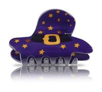 JazSwirl Mini Witch Hat Hair Clip for Women, 2.95 x 1.77 In Purple PVC Witch Hat Hair Claw Clip, Halloween Hair Clip for Cosplay Parties