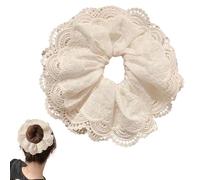 JazSwirl Oversized Lace Scrunchie for Women, 10.2 In White Jumbo Hair Scrunchie Extra Large Big Hair Scrunchies for Thick Hair, XL Large Scrunchies for Ponytails Buns, Giant Oversized Hair Accessories