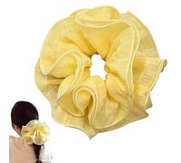 JazSwirl Oversized Scrunchie for Women, 7 In Jumbo Yellow Hair Scrunchie Extra Large Big Scrunchies for Thick Hair, XL Large Hair Scrunchies for Ponytails, Giant Oversized Hair Accessories