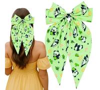 JazSwirl Panda Hair Bow for Women, Large Green Panda Hair Clip 11.8 x 6.7 Inch (30 x 17 cm), Cute Panda Bow for Hair, Big Panda Hair Bows, Panda Hair Accessories for Ponytails, Buns, Cosplay