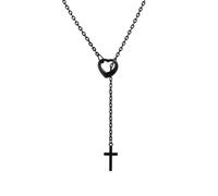 JAZTAKU Black Star Gothic Y2k Moon Heart Necklace, Halloween Mens Womens Stainless Steel Curb Cable Chain 24 Inch, Zinc, No Gemstone