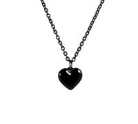 JAZTAKU Black Star Gothic Y2k Moon Heart Necklace, Halloween Mens Womens Stainless Steel Curb Cable Chain 24 Inch, Stainless Steel, No Gemstone