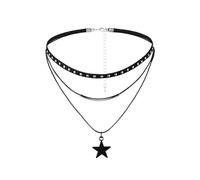 JAZTAKU Gothic Black Star Choker for Women, Rhinestone Cross Black Velvet Necklace, Vintage Jewelry for Women Girls, Zinc, No Gemstone