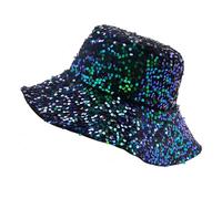JAZTAKU Unisex Metallic Bucket Hat Waterproof Holographic Bucket Hat Fishing Hat Trendy Hip Pop Sun Cap, A2-silver Sequin Hat, M/L
