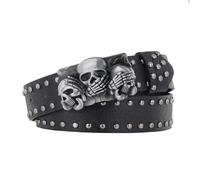 JAZTAKU Women Fashion PU Leather Belt Punk Studded Belt for Jeans Pants Dresses Gothic Biker Accessories, B2: Skull, M