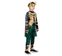 Jazwares MARVEL Loki Youth Costume - Padded Jumpsuit with Detachable Cape and Plastic Headpiece Small
