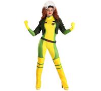 Jazwares Marvel Women's Premium X-Men Rogue Costume - Classic Animated Series Yellow & Green Bodysuit w/Jacket, Multi, XL