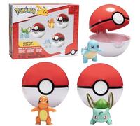 Jazwares Pokémon Clip 'N' Go Pokeball & Battle Figure Set 3 Pack - Let's Go Starters Charmander, Bubasaur, Squirtle with Poke Balls - Official Licensed Product - Gift for Kids