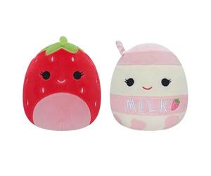 Jazwares Squishmallow Flip a Mallow, 13 cm, Scarlet the Strawberry & Amelie the Milkshake, Multi, Kid, Fruit