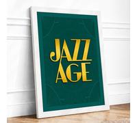 Jazz Age Art Deco Framed Wall Art Print A3 (42×29.7cm) White, Wall Decor for Living Room, Bedroom, Office & Home, Ready to Hang, Art Gift
