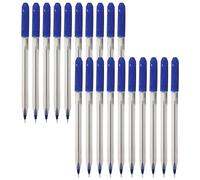 Jazz Ballpoint Pens, BLUE, Fine Point (0.7mm), Pack of 20, Multipack, Smooth Biro Ball Pens, School Office Home Business Everyday Pens, iZOFAX Black Ball Pen