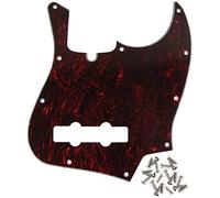 Jazz Bass Pickguard 10 Hole Guitar Pickguard for 4 Strings USA/Mexican Standard Jazz Bass Modern Style, 4Ply Red Tortoise Shell