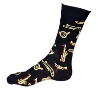 Jazz & Blues: Brass Trumpets, Trombones & Saxophones Black Mens Socks One Pair Multicoloured 6-10 UK