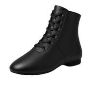 Jazz Boots Dance Shoes: High Top Black Shoes Lace Up - Premium Leather Dancing Shoes - Flat Split Sole Over Ankle Boots for Women and Men
