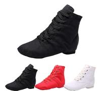 Jazz Boots for Girls Boys Lace Up Jazz Ballet Shoes Kids Ankle Length Soft Split Sole Dance Shoes Canvas Modern Stage Boots Toddler Lightweight Ballroom Yoga Trainers Red