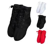 Jazz Boots Women - Dance Shoes for Women Lace Up Ballroom Footwear Anti-Slip Dance Trainers Solid Color Flat Bottoms Shoes Lightweight Breathable Boots Soft Sole Gymnastics Slippers Canvas Black