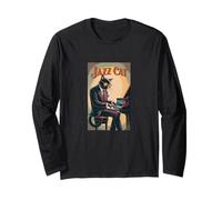 Jazz Cat - Classy Piano-Playing Cat Long Sleeve T-Shirt