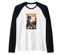 Jazz Cat - Classy Piano-Playing Cat Raglan Baseball Tee
