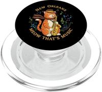 Jazz Cat Playing Saxophone Music Lover Art New Orleans PopSockets PopGrip for MagSafe