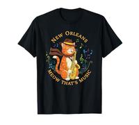 Jazz Cat Playing Saxophone Music Lover Art New Orleans T-Shirt