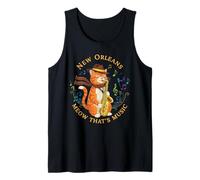 Jazz Cat Playing Saxophone Music Lover Art New Orleans Tank Top