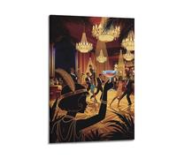 Jazz Club Scene Wall Art, Vintage Party Decor for Living Room And Bar Area Artistic Wall Mural Modern Hanging Decor Poster08x12inch(20x30cm)