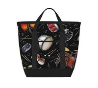 Jazz Collection Black Drum,Lunch Bags Large Capacity Insulated Tote Bag For Women Men Work Picnic Travel
