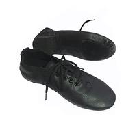 Jazz Dance Black Shoes Modern Stage Shoes, Rubber Split Sole, Pure Leather Jazz Shoes (See Size Guide in Pictures) Lace Up (Numeric_7)