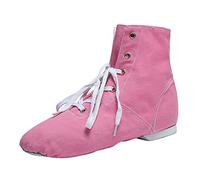 Jazz Dance Shoes Girls Ballet Flats High Top Dance Boots Canvas Ballet Slippers Lacing Ballet Slippers Comfortable Elegant Art Trainers Lightweight Breathable Dance Shoes, red, 13 UK Child