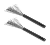 Jazz Drum Brushes with Rubber Handle, Retractable Wire Drum Brushes for Increased Volume and Articulation, Suitable for Beginners and Professional Drummers
