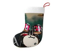 Jazz drum Christmas Stocking 17.7", Festive Hanging Sock for Fireplace Mantel, Holiday Decorations