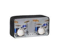 Jazz Drum Print Large Pencil Case Big Capacity Pen Case Durable Pencil Box Stationery Bag for Travel Makeup
