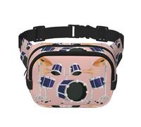 Jazz drum Print Men and Women Square Double Layer Waist Bag Workout Crossbody Travel Waist Bag, Black, One Size