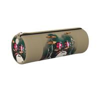 Jazz Drum Print Pencil Case Cylindrical Stylish Pen Pouch Office Accessories Stationery Organizer