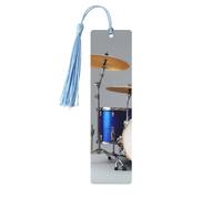 Jazz Drum Print Reading Page Markers Wooden Bookmarks, 5pcs Wood Bookmarks with Tassels, Gifts for Men Women