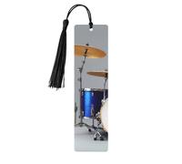 Jazz Drum Print Reading Page Markers Wooden Bookmarks, 5pcs Wood Bookmarks with Tassels, Gifts for Men Women