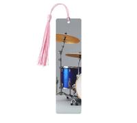 Jazz Drum Print Reading Page Markers Wooden Bookmarks, 5pcs Wood Bookmarks with Tassels, Gifts for Men Women