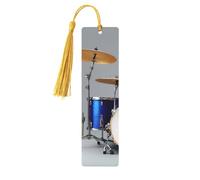 Jazz Drum Print Reading Page Markers Wooden Bookmarks, 5pcs Wood Bookmarks with Tassels, Gifts for Men Women