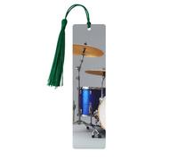 Jazz Drum Print Reading Page Markers Wooden Bookmarks, 5pcs Wood Bookmarks with Tassels, Gifts for Men Women