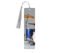 Jazz Drum Print Reading Page Markers Wooden Bookmarks, 5pcs Wood Bookmarks with Tassels, Gifts for Men Women