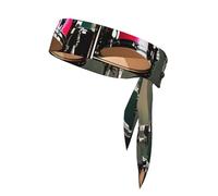 Jazz Drum Print Sport Head Ties Headbands Bandanas Workout Hair Band Athletic Sweatbands for Running Tennis