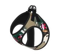 Jazz Drum Print Step in Dog Harness and Leash Set,Adjustable Reflective Harness for Small Dogs Cats